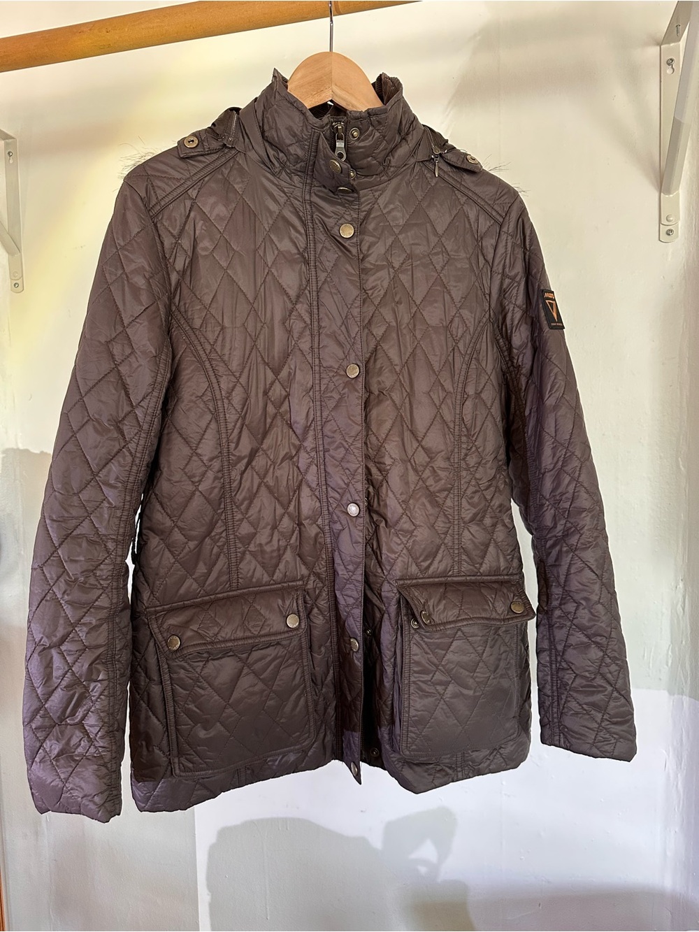 Musto Women's Quilted Hooded Coat with Faux Fur Trim - Black/Taro